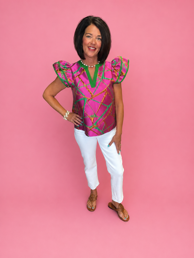 Palm Beach Pink Flutter Top
