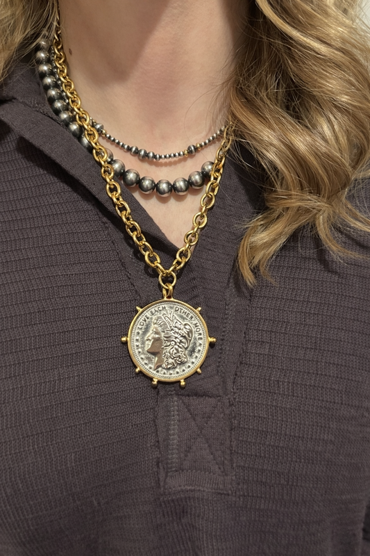 Two-toned Coin Necklace