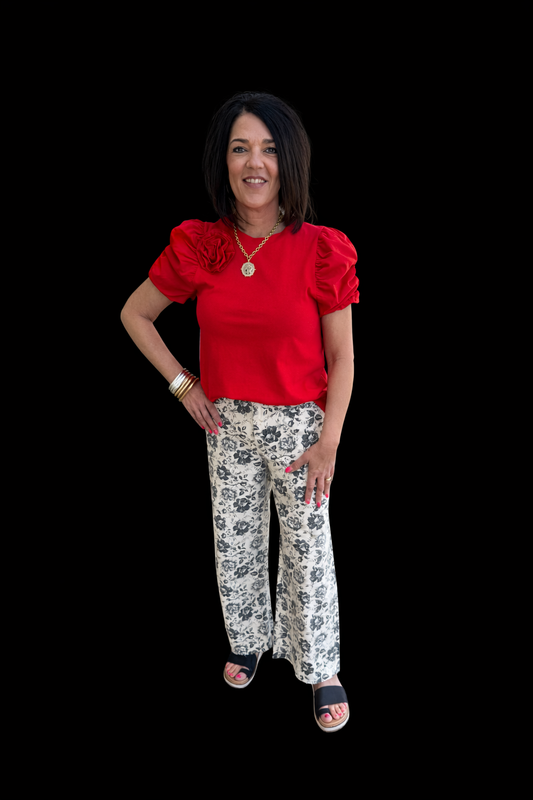 Trendy Cream and Floral Pants