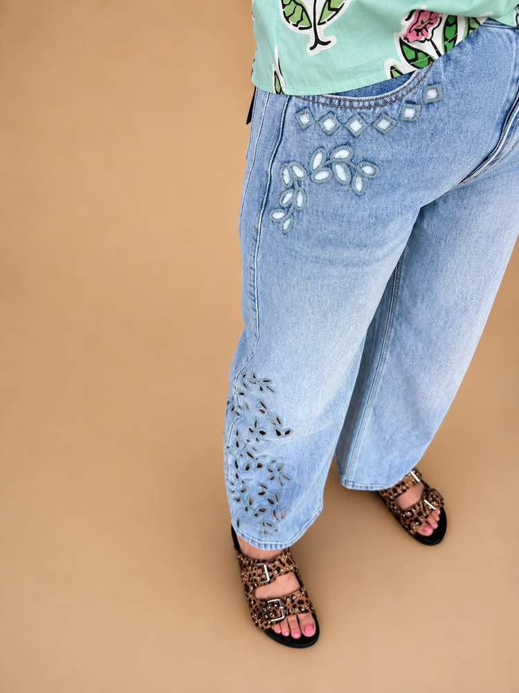 Blossom Breeze Cutout Barrel Pants