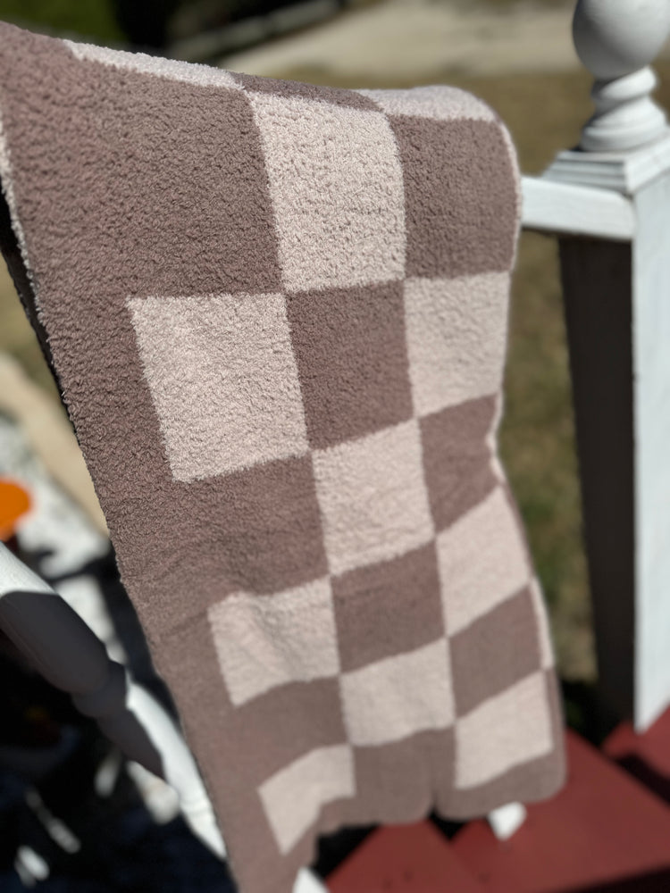 Taupe Checkered Blanket