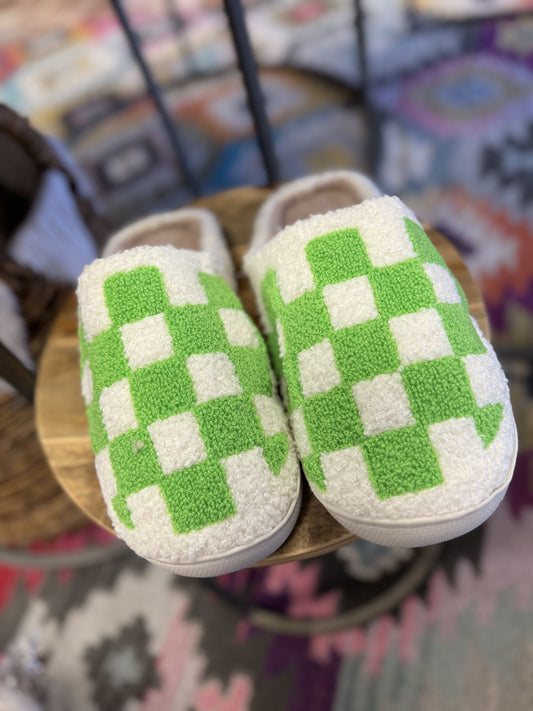 Green Checkered House Shoes