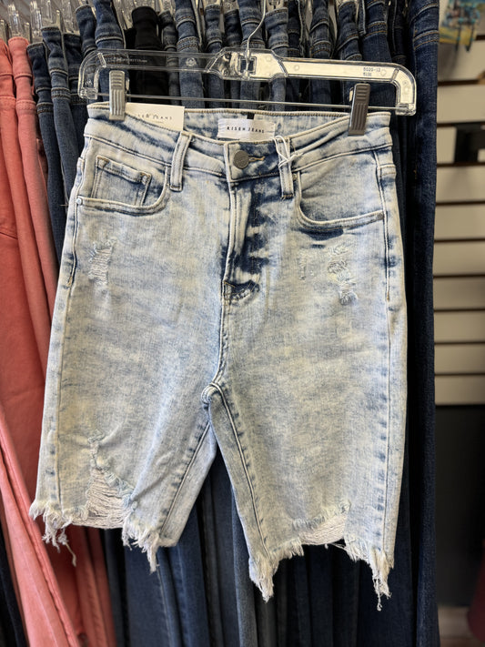 Risen Distressed Acid Wash Bermuda Shorts