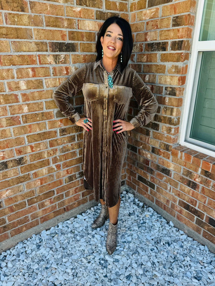 Mocha Velvet Dress/Duster