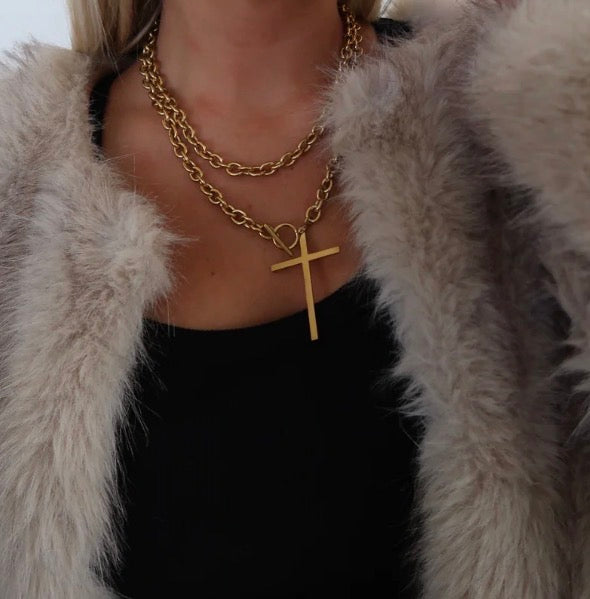 Gold Wrap Around Cross Necklace