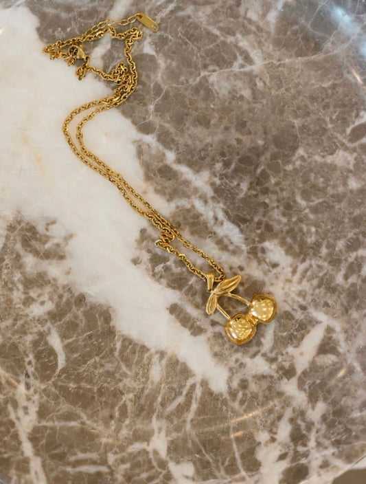 Gold Cherry Necklace