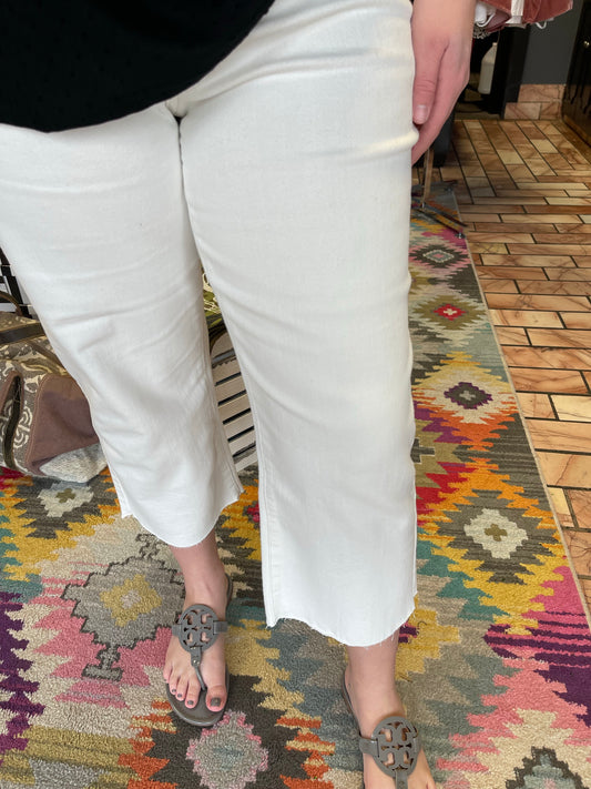 White Wide Leg Crop Pants