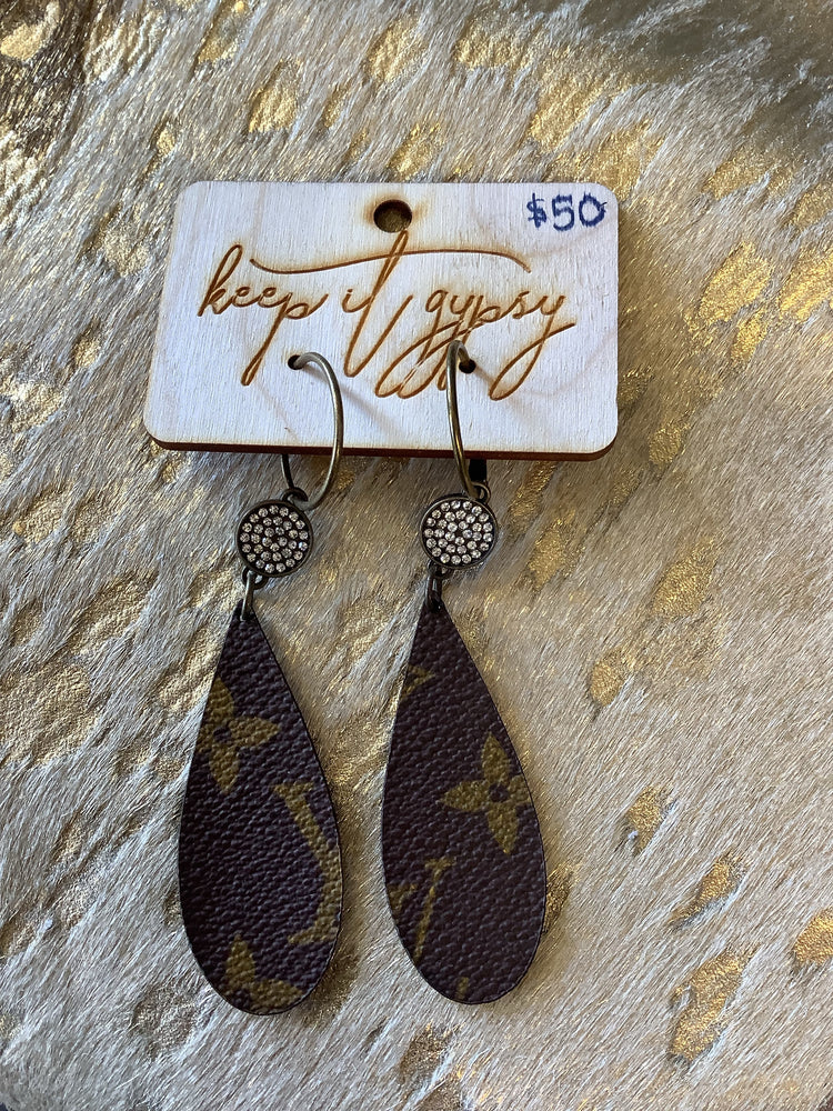 Upcycled LV Drop Earrings