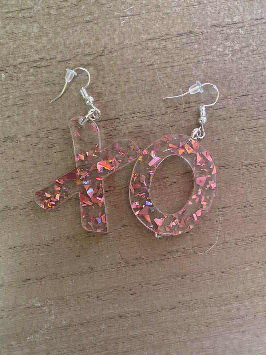 “XO” Glitter Acrylic Earrings